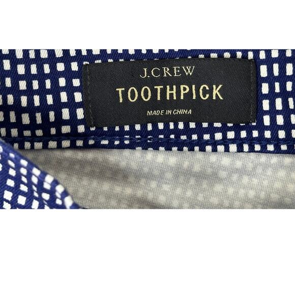 J. Crew Toothpick Straight Leg Pants Blue White Checkered Print Mid Rise 25 - Picture 3 of 13